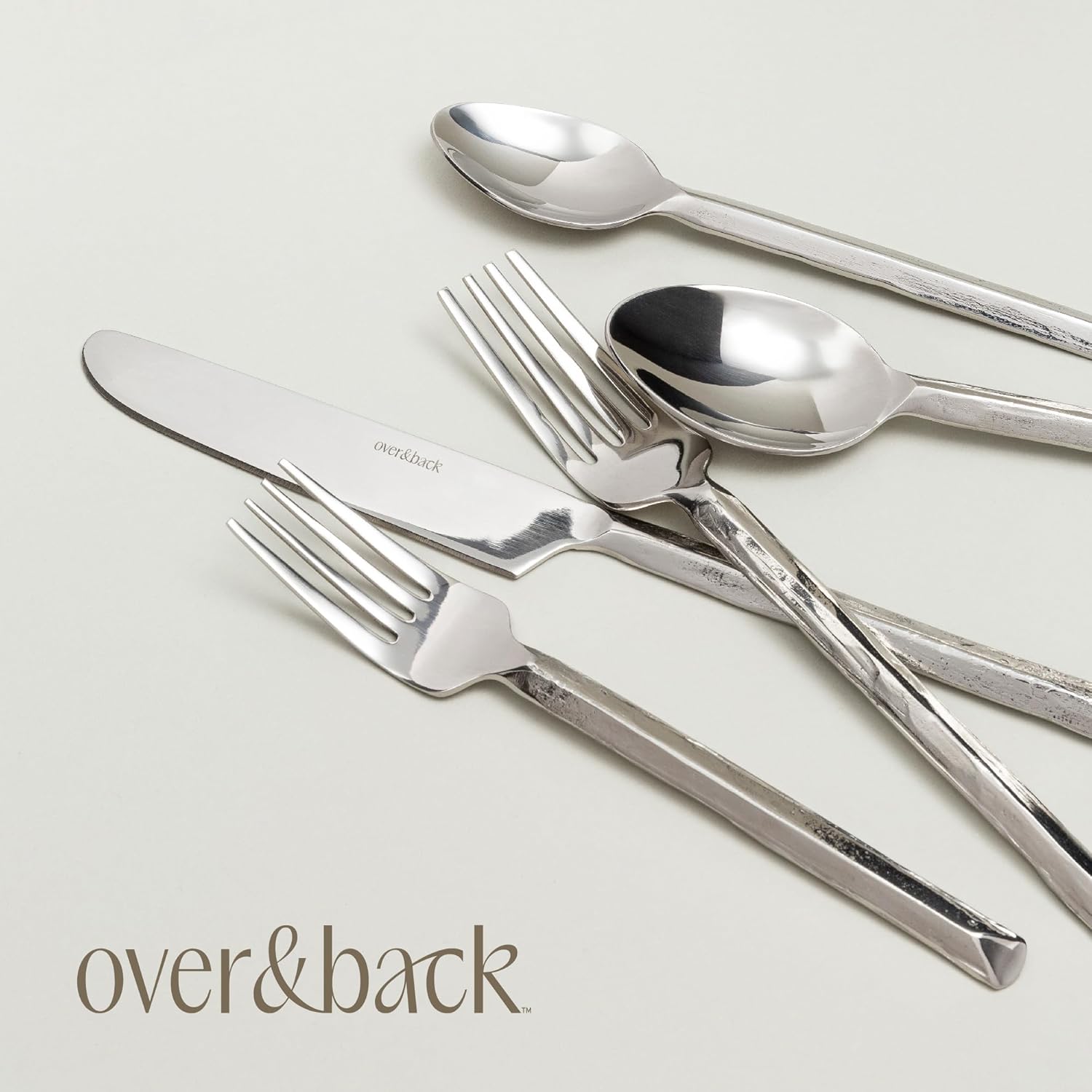 over&back 20pc Hand-Forged Flatware Cutlery Set - Comes with 4 Dinner Forks, 4 Salad Forks, 4