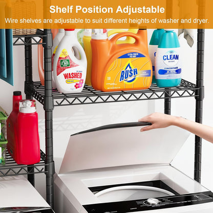 U14 Over Washer and Dryer Storage Shelves, 4 Tiers Laundry Room Storage and Organizer System, Space