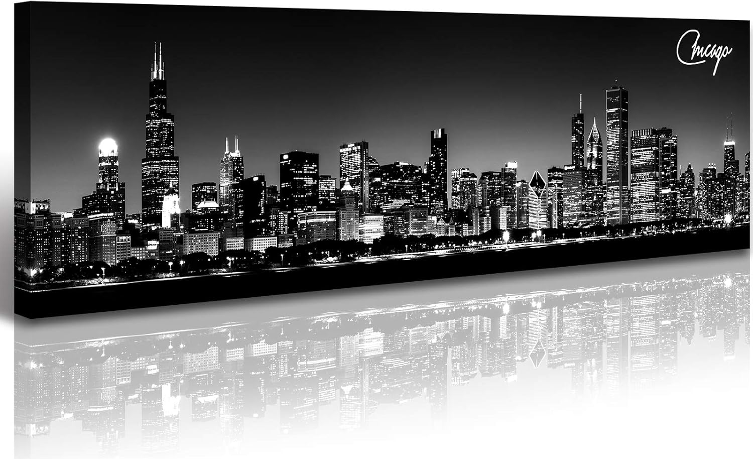 Office Wall Decor Black and White Wall Art Chicago Skyline Pictures for Living Room Modern Large