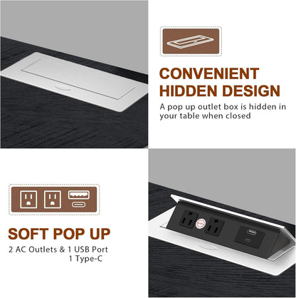 HIFYOBRO End Table with 2 Drawers and Charging Station, Type-C & USB Port & Power outlets, Wooden
