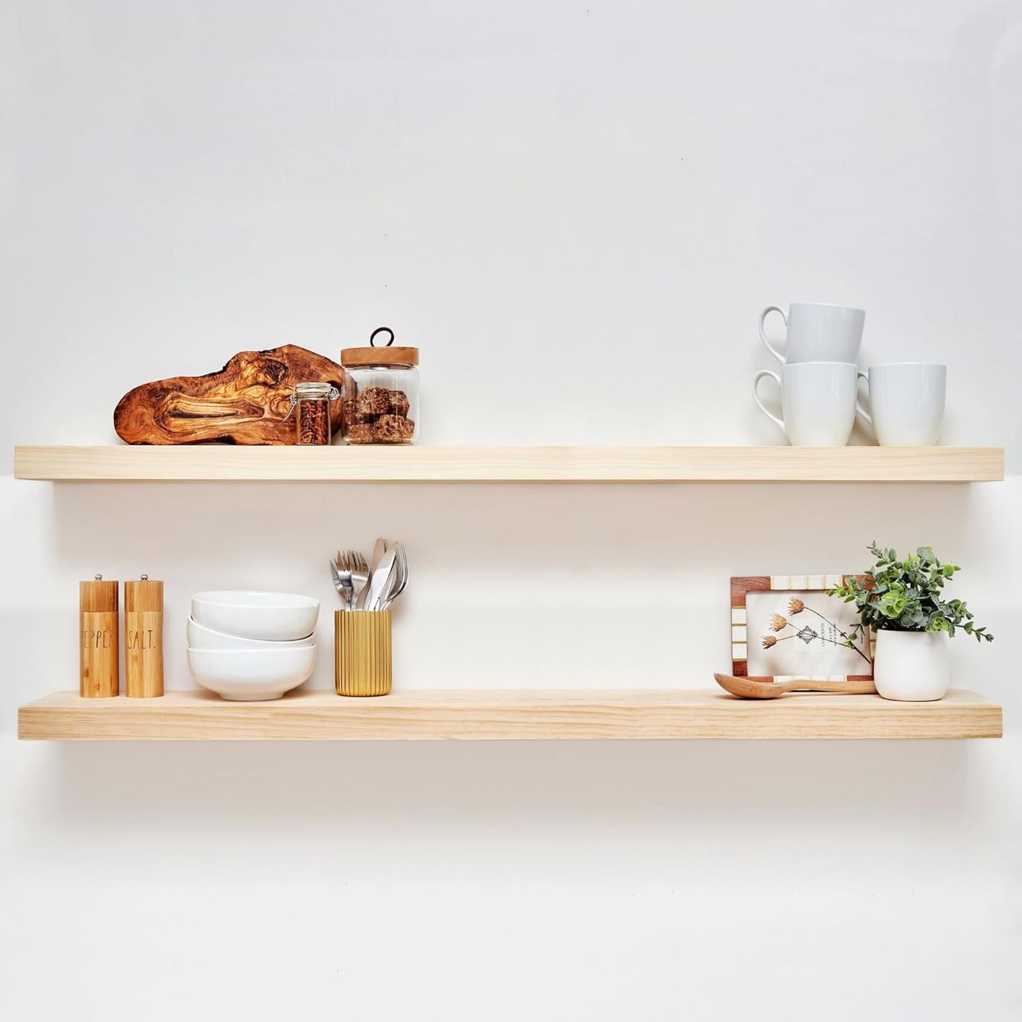 Homeforia Wood 48 inch Floating Shelf, High End Solid Natural Wood 48inch Floating Shelves for Wall
