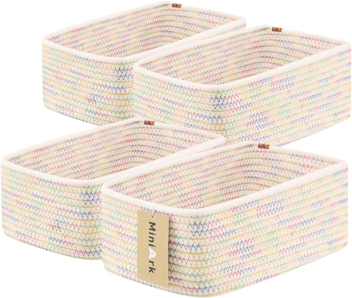 Small Storage Baskets for Organizing | Closet Organizer Bins | Shelf Toy Basket | Woven Rope