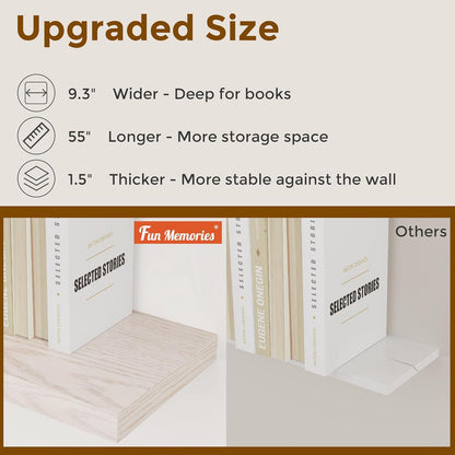 Floating Shelves 55 Inch Long, 55"W x 9"D Wall Shelf Invisible Bracket, 9 Inch Deep Floating Shelf