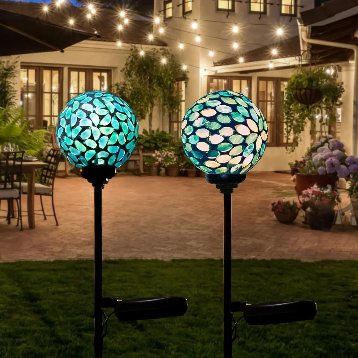 VCUTEKA Solar Lights Outdoor Decorative, Mosaic Solar Garden Light Waterpoof LED Pathway Stake