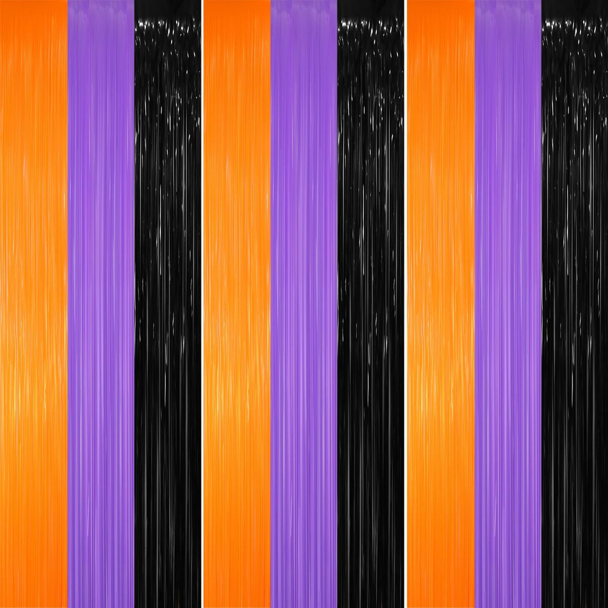GOER 3.2 ft x 8.2 ft Metallic Tinsel Foil Fringe Party Backdrop for Halloween Birthday Graduation