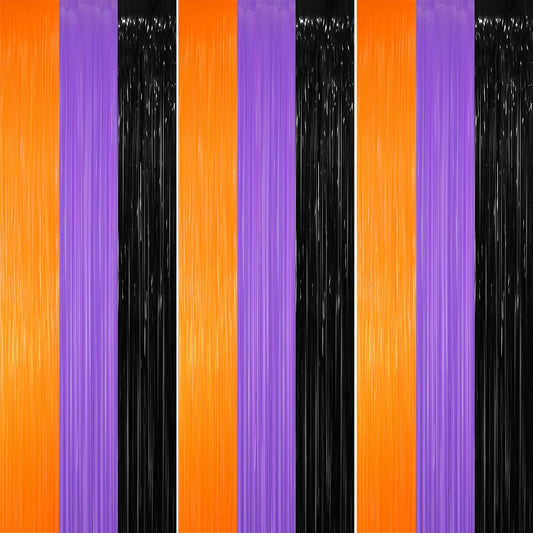 GOER 3.2 ft x 8.2 ft Metallic Tinsel Foil Fringe Party Backdrop for Halloween Birthday Graduation