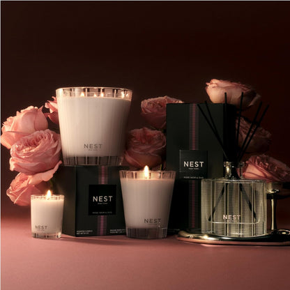 NEST New York Scented Classic Candle, Rose Noir & Oud - 8.1 oz - Up to 60-Hour Burn Time - Reusable