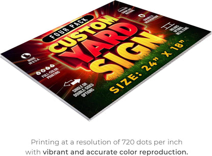 4 Pack 24"x18" Custom Yard Signs with Stakes, Personalized Yard Signs for Outdoors, Customized Full