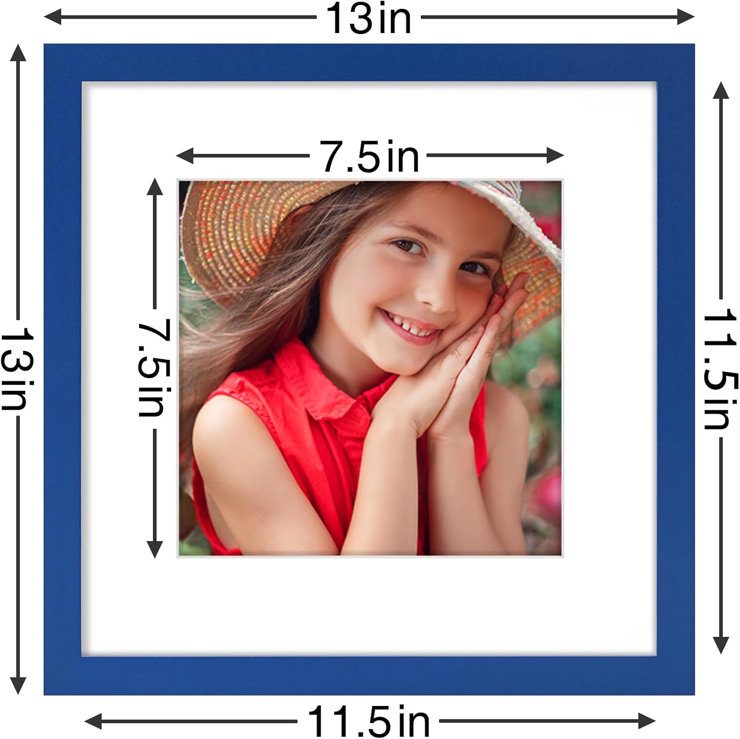 Vittanly 12x12 Picture Frame Set of 9 - Display 8x8 Photos with Mat or 12x12 Without Mat, Wall