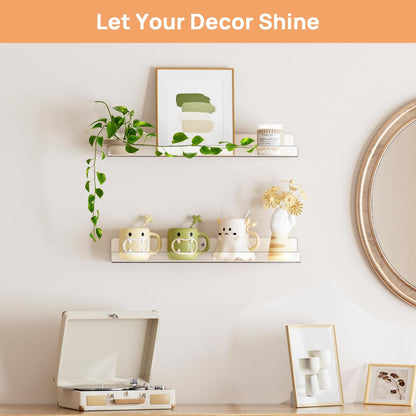 upsimples Acrylic Shelves for Bathroom Storage, 15" Floating Shelves Wall Organizer for Perfume