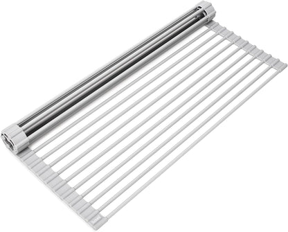 Surpahs Over Sink Foldable Multipurpose Roll-Up Dish Drying Rack, Silicone Wrapped Stainless Steel