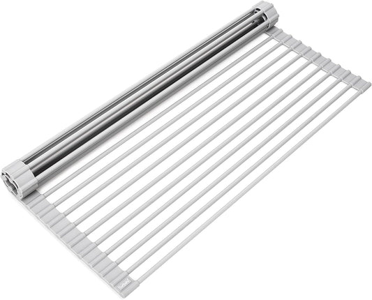 Surpahs Over Sink Foldable Multipurpose Roll-Up Dish Drying Rack, Silicone Wrapped Stainless Steel