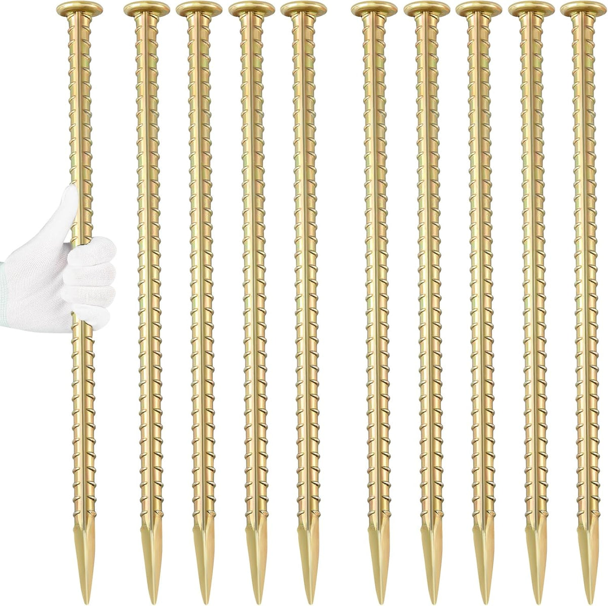 16 Inch Rebar Stakes 1/2 Inch Diameter Galvanized Steel Ground Anchors Heavy Duty Anchoring Spikes