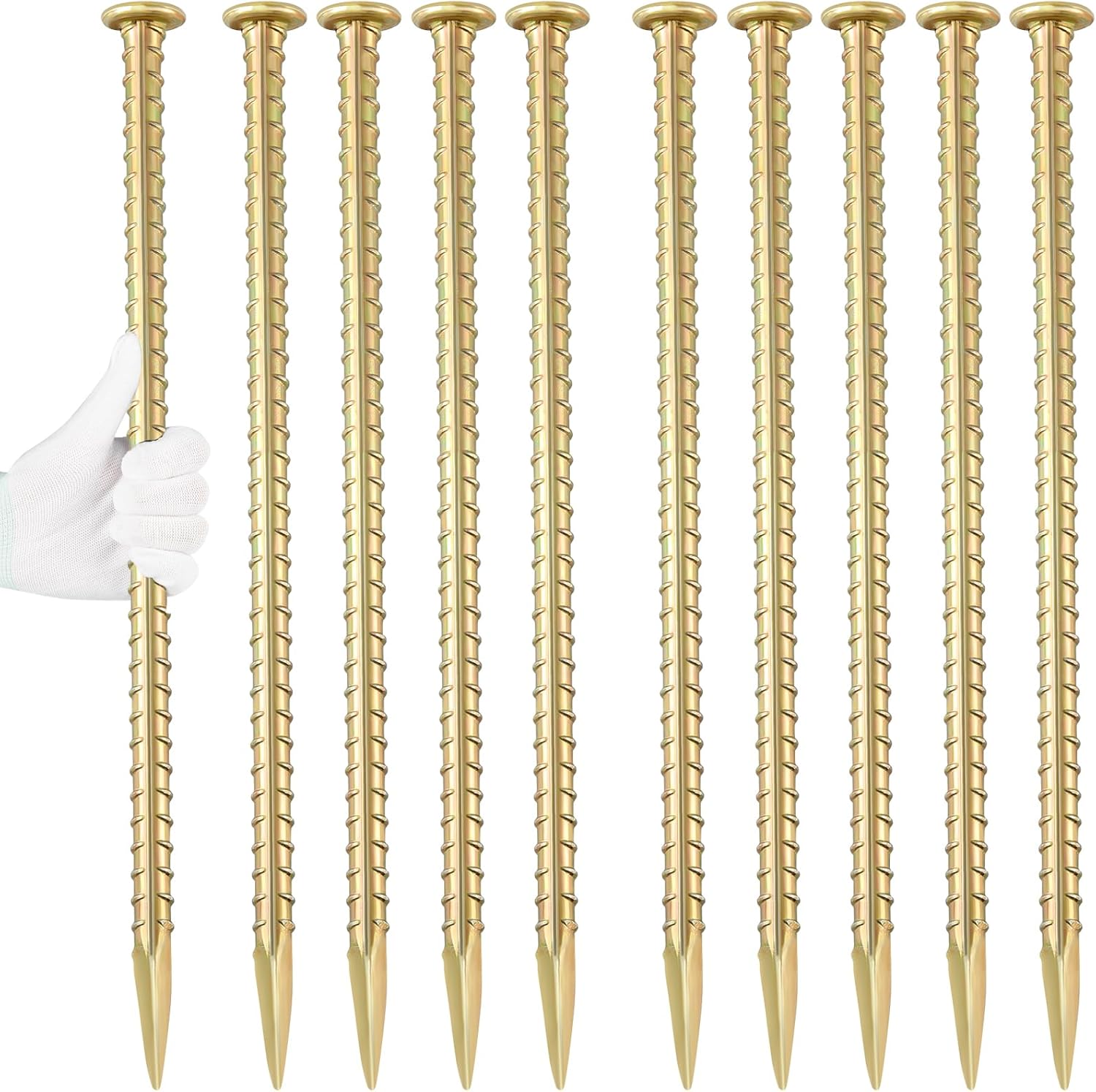 16 Inch Rebar Stakes 1/2 Inch Diameter Galvanized Steel Ground Anchors Heavy Duty Anchoring Spikes