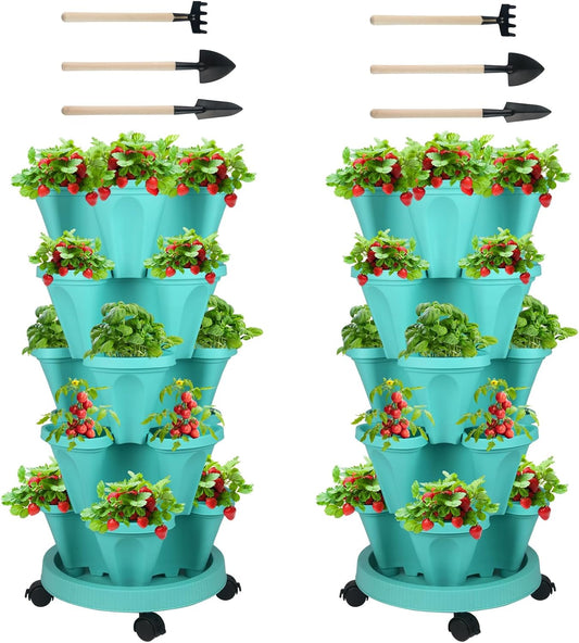 Vertical Planter 5 Tier Stackable Planters Garden Planters Strawberry Herb Flower and Vegetable