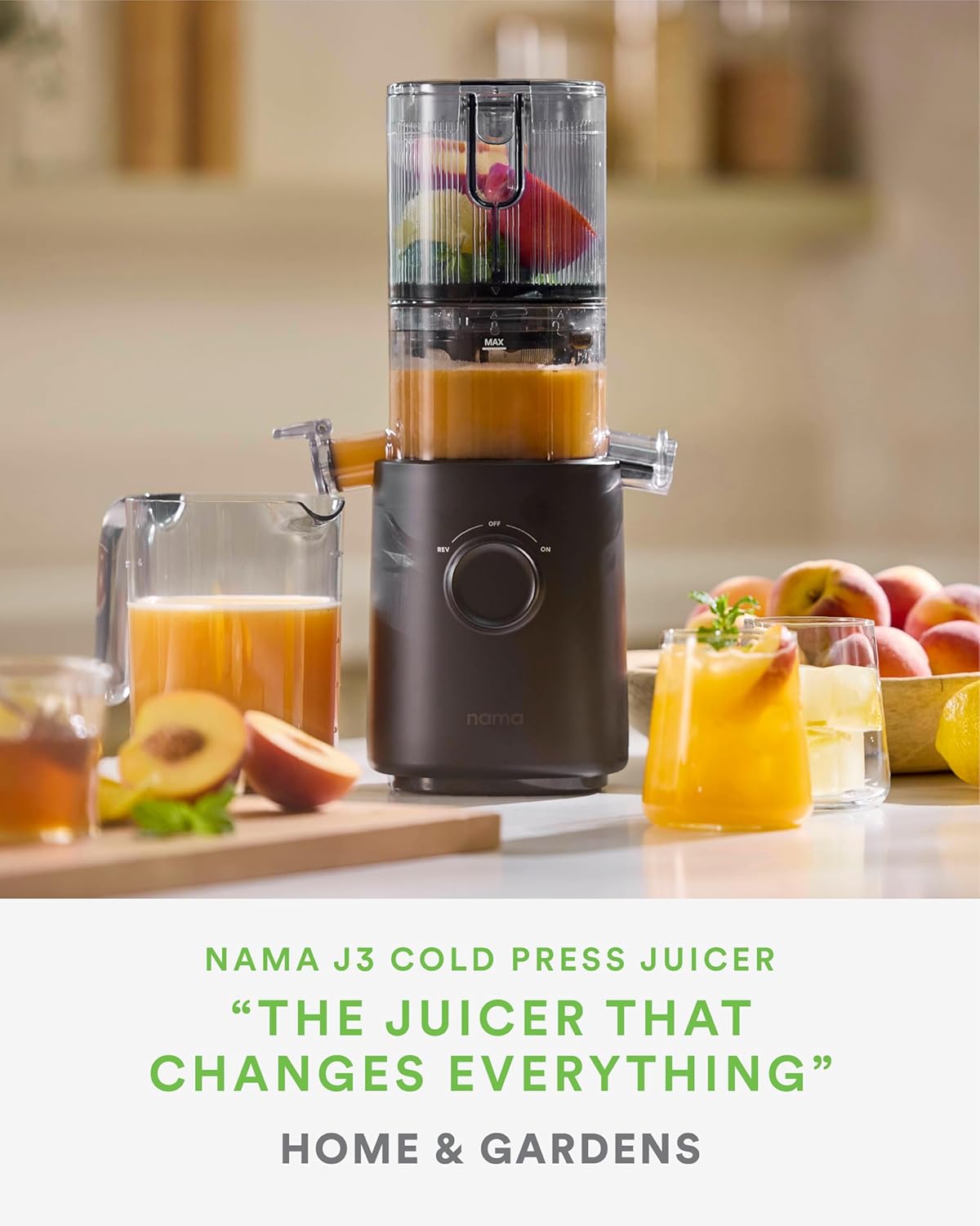 Nama J3 Compact Cold Press Juicer – Space Saving & Self Feeding for Hands-Free Operation