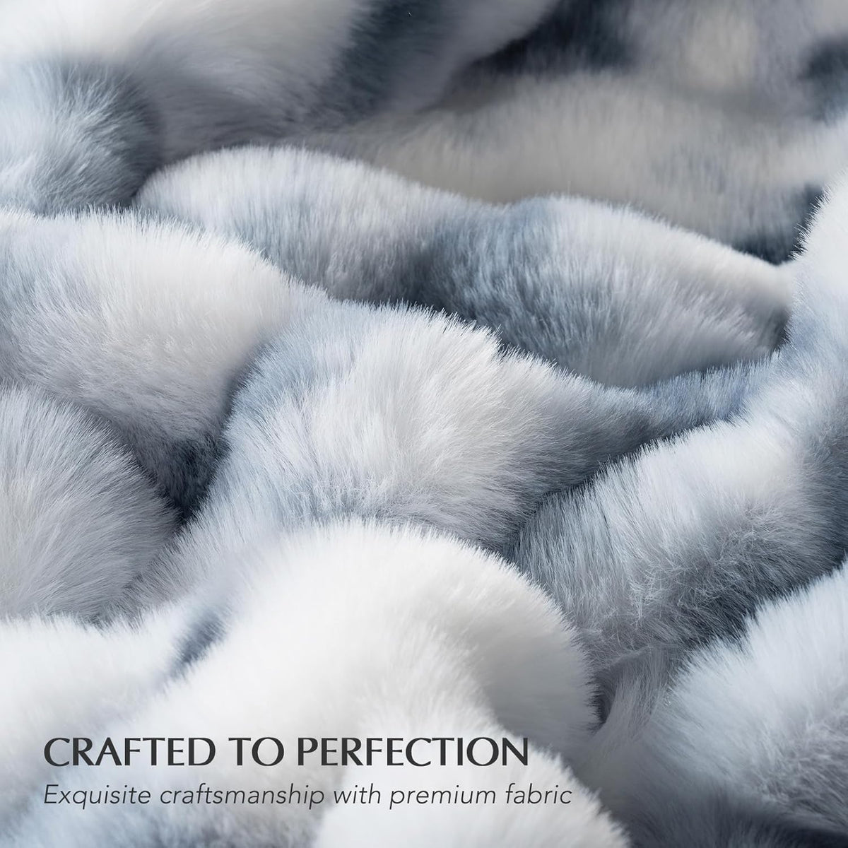 EVERGRACE Ultra Soft Luxury Fluffy Ridgeline Faux Rabbit Fur Throw Blanket, Thick Warm Bubble Throw
