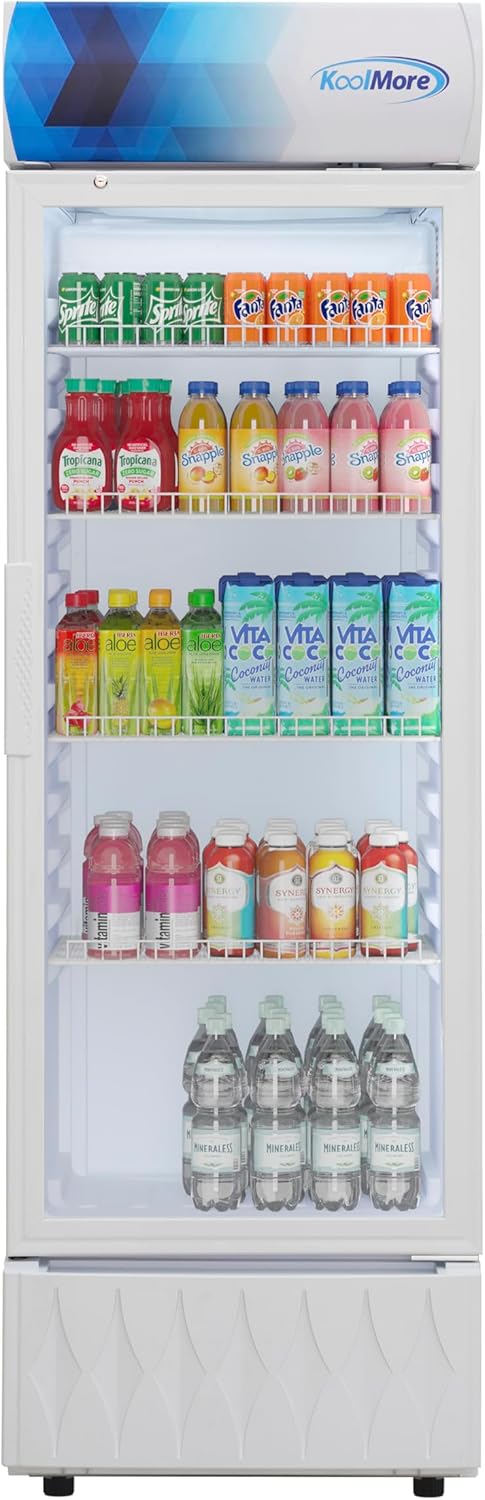 KoolMore KM-MDR-9CPWH 22 in. One-Door Commercial Merchandiser Refrigerator in White, 9 cu. ft. ETL