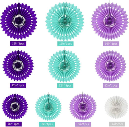 BEISHIDA Purple Lavender Blue Hanging Honeycomb Round Paper Fans Decoration Kit Tissue Paper Fan