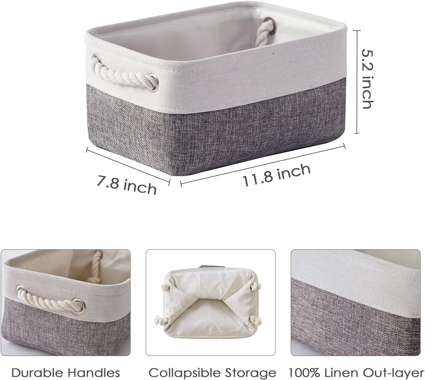 TheWarmHome Organization and Storage Basket for Shelves - 12x8x5.2 inch 1 Pack Fabric Storage