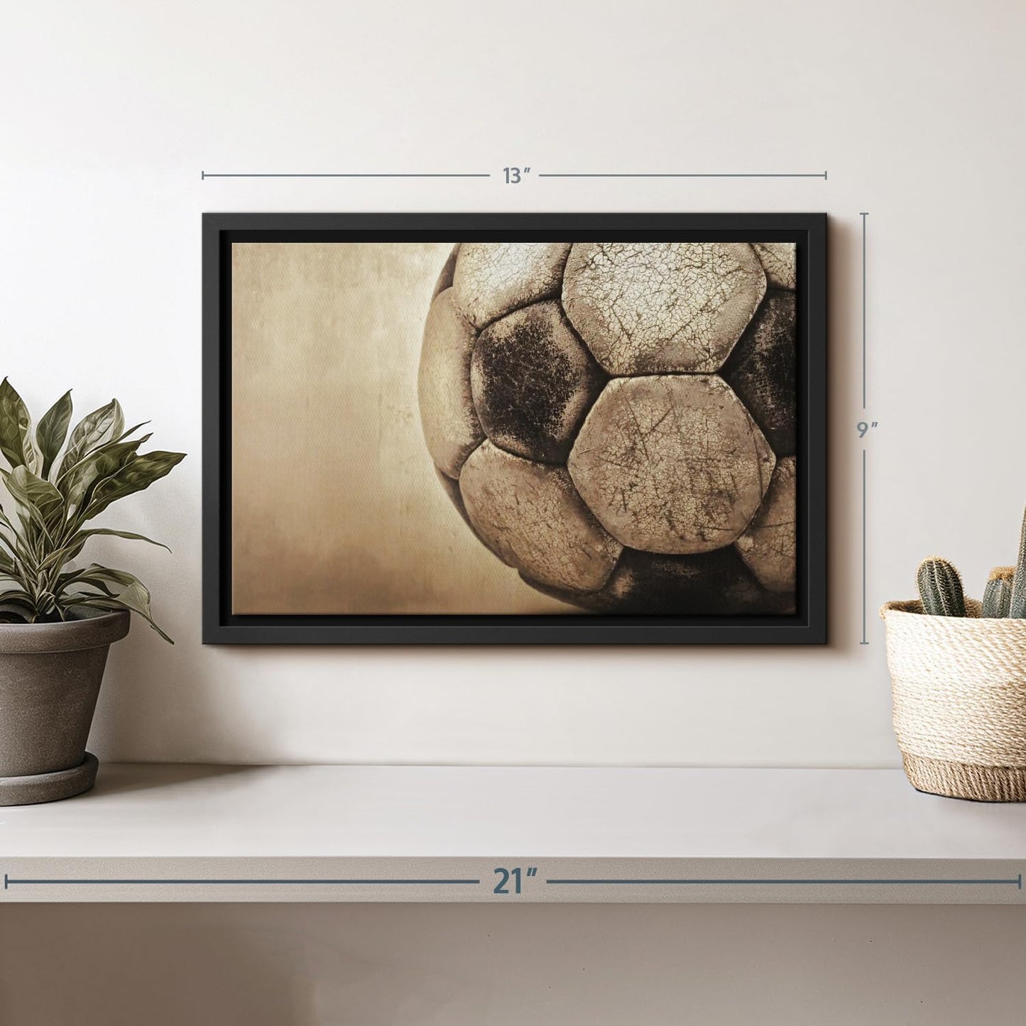 Elephant Stock Worn Soccer Ball Wall Art - Horizontal Framed Canvas - 1-Piece Living Room Wall