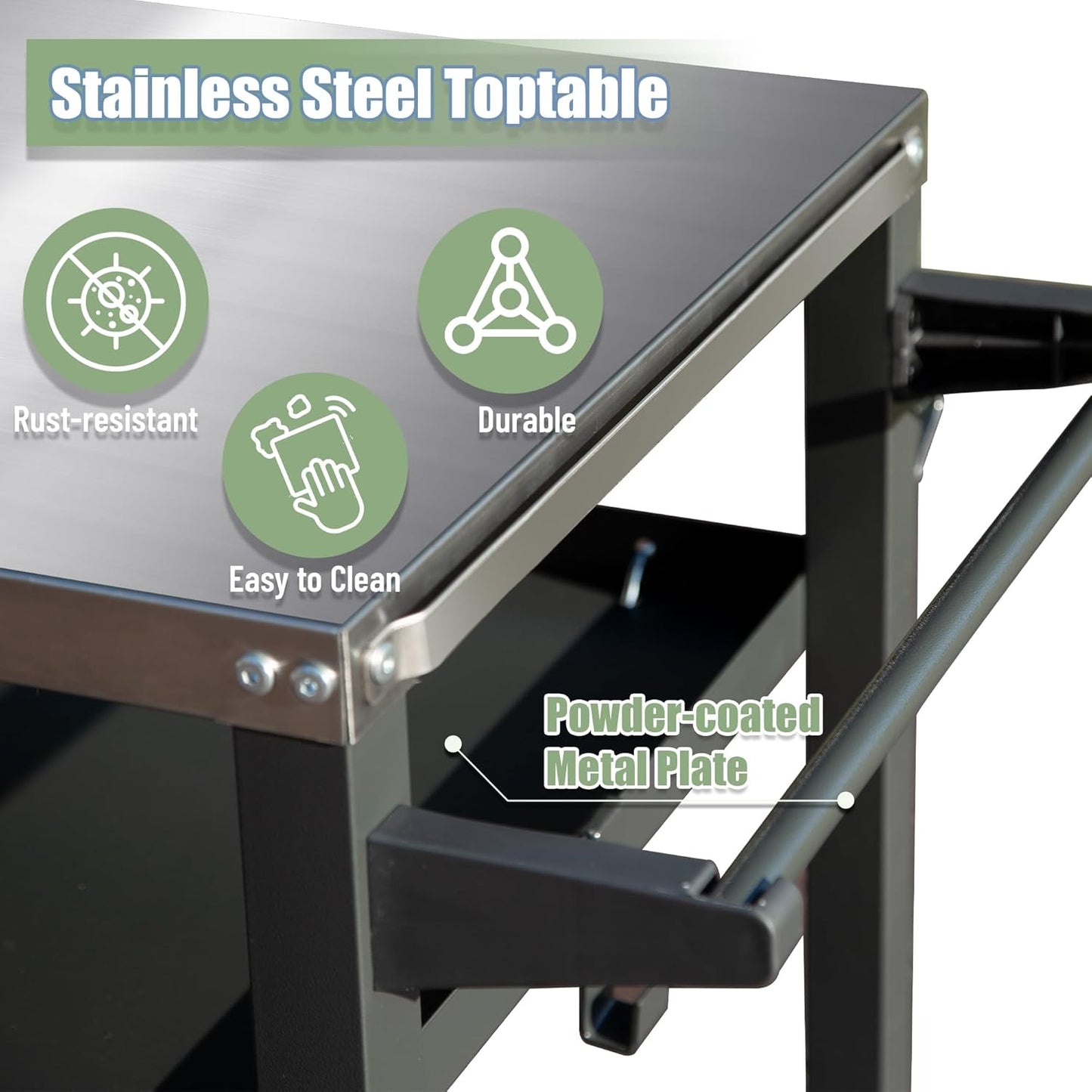 Domi 3-Shelf Outdoor Grill Table, Grill Cart Outdoor with Wheels, Pizza Oven and Food Prep Table
