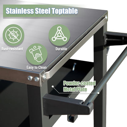 Domi 3-Shelf Outdoor Grill Table, Grill Cart Outdoor with Wheels, Pizza Oven and Food Prep Table