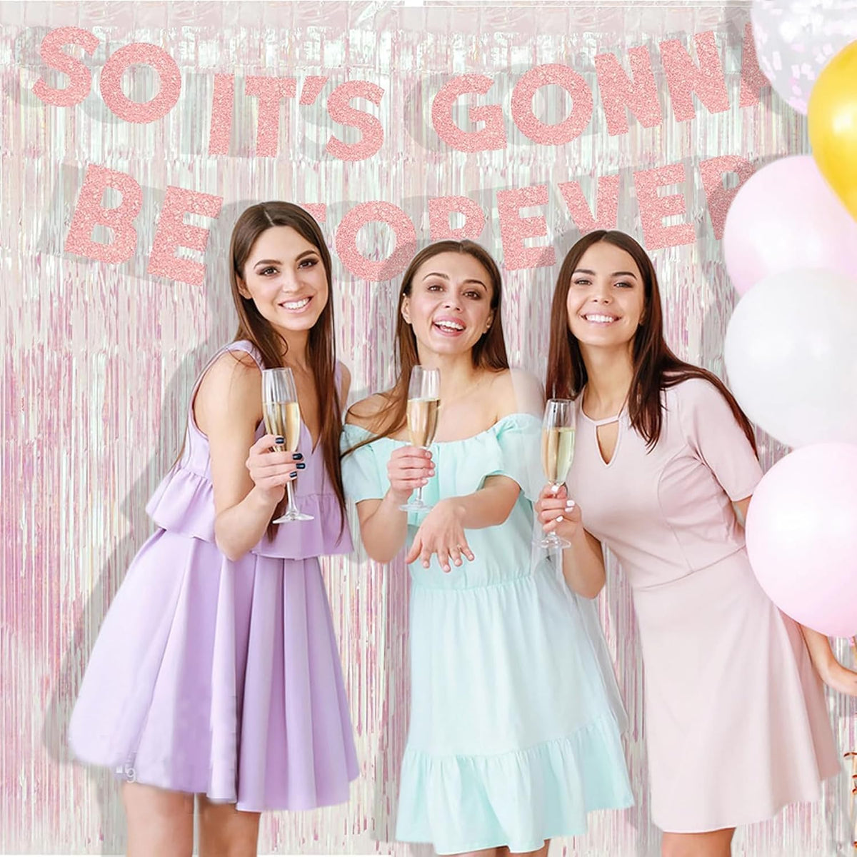 BRAVESHINE Party Decorations Iridescent Foil Fringe Backdrops - 2 Pack 3.2 x 6.5 ft Holographic