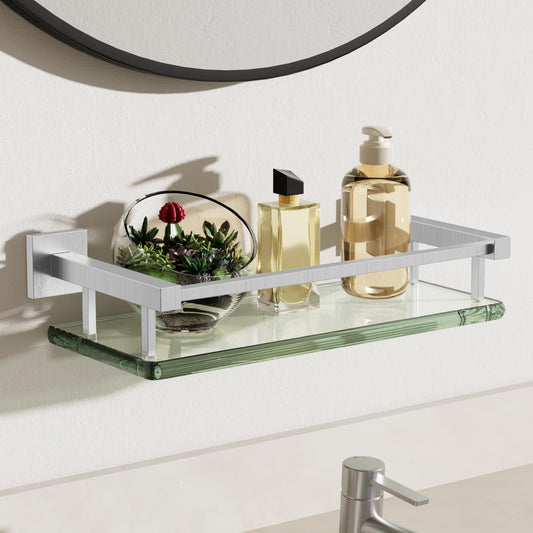 Alise Glass Shelves for Bathroom Wall, Tempered Glass Bathroom Shelf Wall Mounted, Modern Space