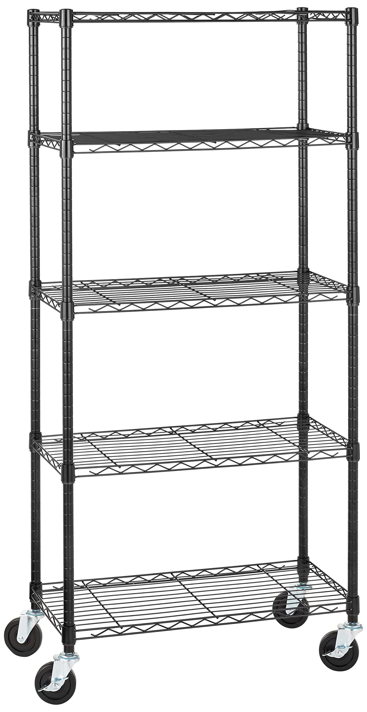Amazon Basics 5-Shelf Heavy Duty Garage Shelving Storage Rack with 4" Wheel Casters, Adjustable