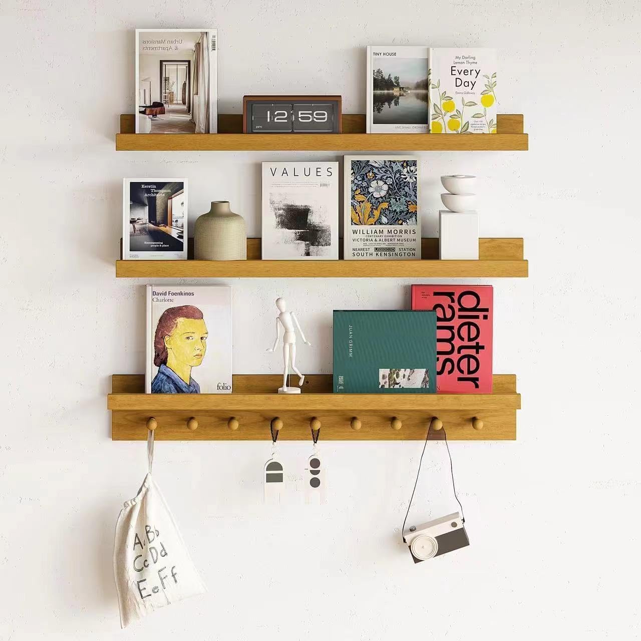 MBYD Floating Shelves 36 Inch, Nursery Book Shelves for Kids Room, Hanging Bookshelf with Hooks Set