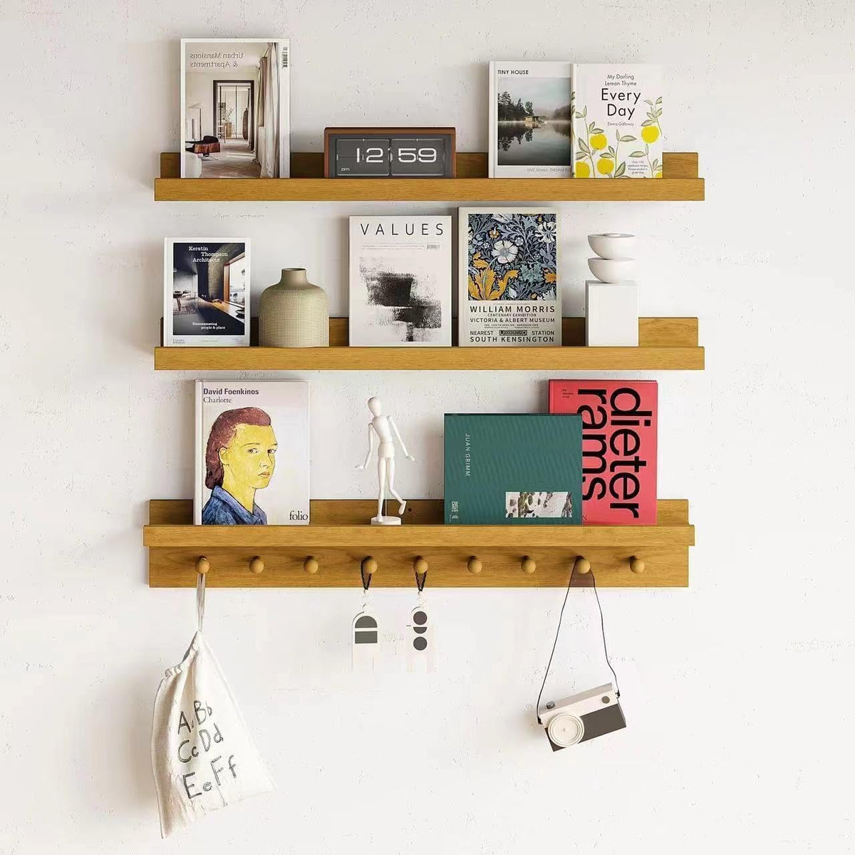 MBYD Floating Shelves 36 Inch, Nursery Book Shelves for Kids Room, Hanging Bookshelf with Hooks Set