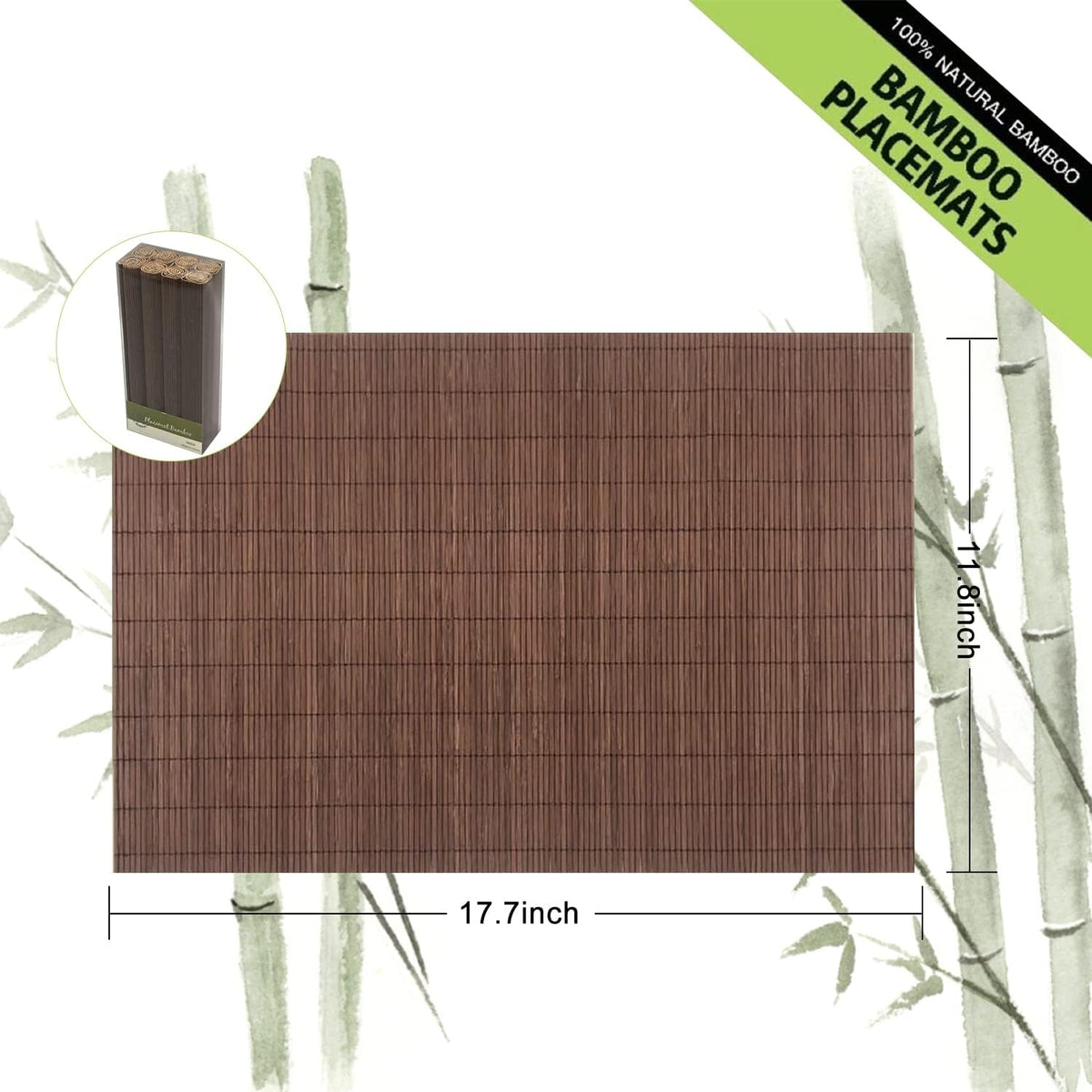 ANDSTAR Set of 8 Pcs Bamboo Placemats Sushi Rolling Mat Japanese Style Natural Anti-Slip Bamboo