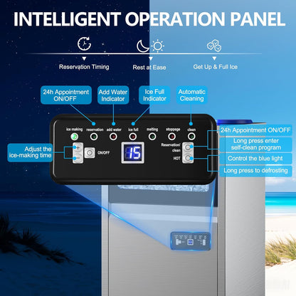 Commercial Ice Maker Machine, 150Lbs/24H with 45Lbs Storage, Fast Ice Making in 8-15Mins, Stainless