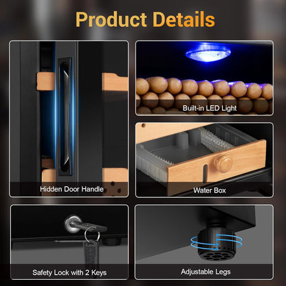 Electric Humidor for Cigars, 50L 300 Counts Large Capacity, Thermostatic Electric Cigar Cooler