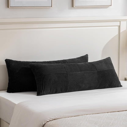 Fancy Homi Set of 2 Black Boho Long Lumbar Body Decorative Throw Pillow Cover 14x36 Inch for Bed
