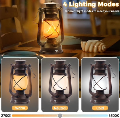 2 Pack Bronze Vintage 4 Modes Light LED Lanterns，Rechargeable Dancing Flame Lanterns Decorative