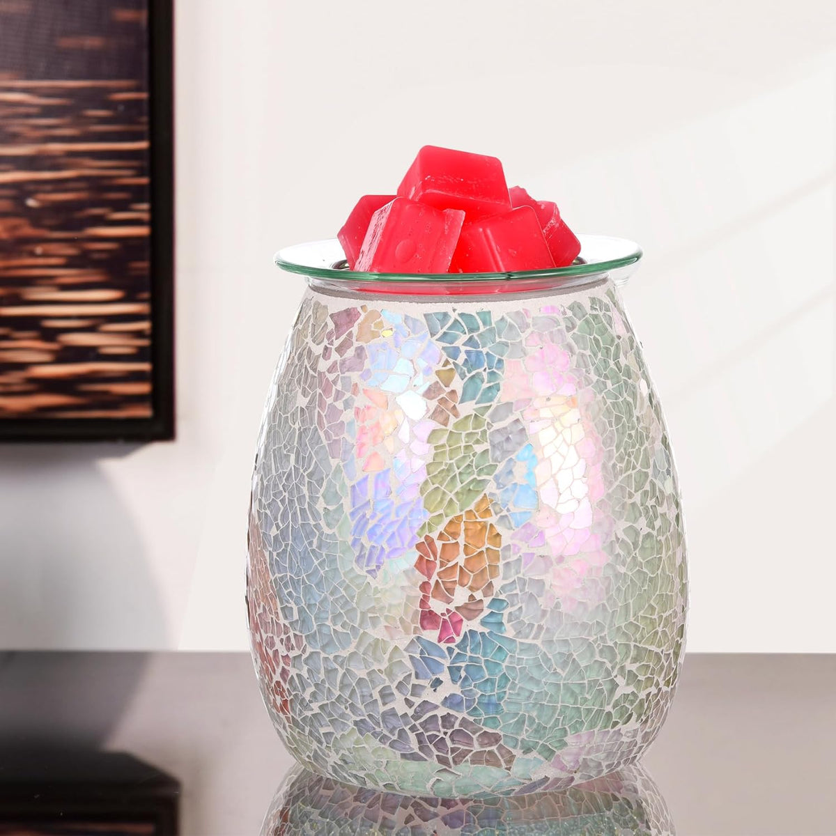 Dicimi Glass Wax Melt Heater, Candle Heater, Mosaic Electric Fuel Burner - Incense Wax Cube Melting