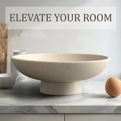Modern Resin Pedestal Bowl – Large Fruit Bowl for Kitchen Counter, Catch All Tray for Entryway