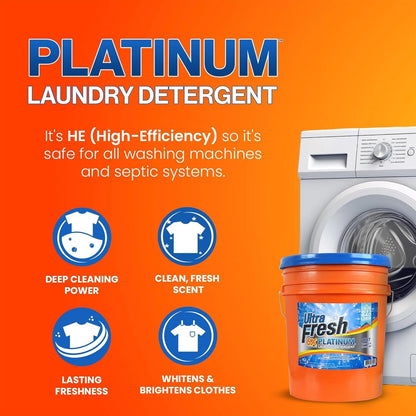 Ultra Fresh Liquid Laundry Detergent, 6X Platinum, 5 Gal, OXY Color Safe Bleach Alt™ - Household
