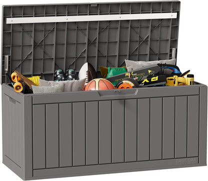 EAST OAK Outdoor Storage Box, 90 Gallon Deck Box, Waterproof Resin Storage Bin for Patio Cushions