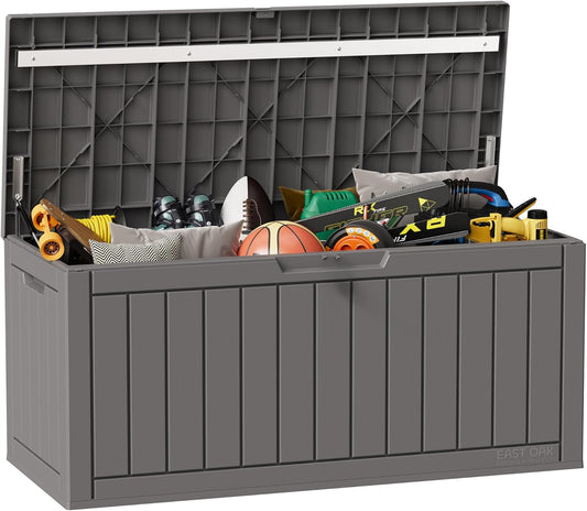 EAST OAK Outdoor Storage Box, 90 Gallon Deck Box, Waterproof Resin Storage Bin for Patio Cushions