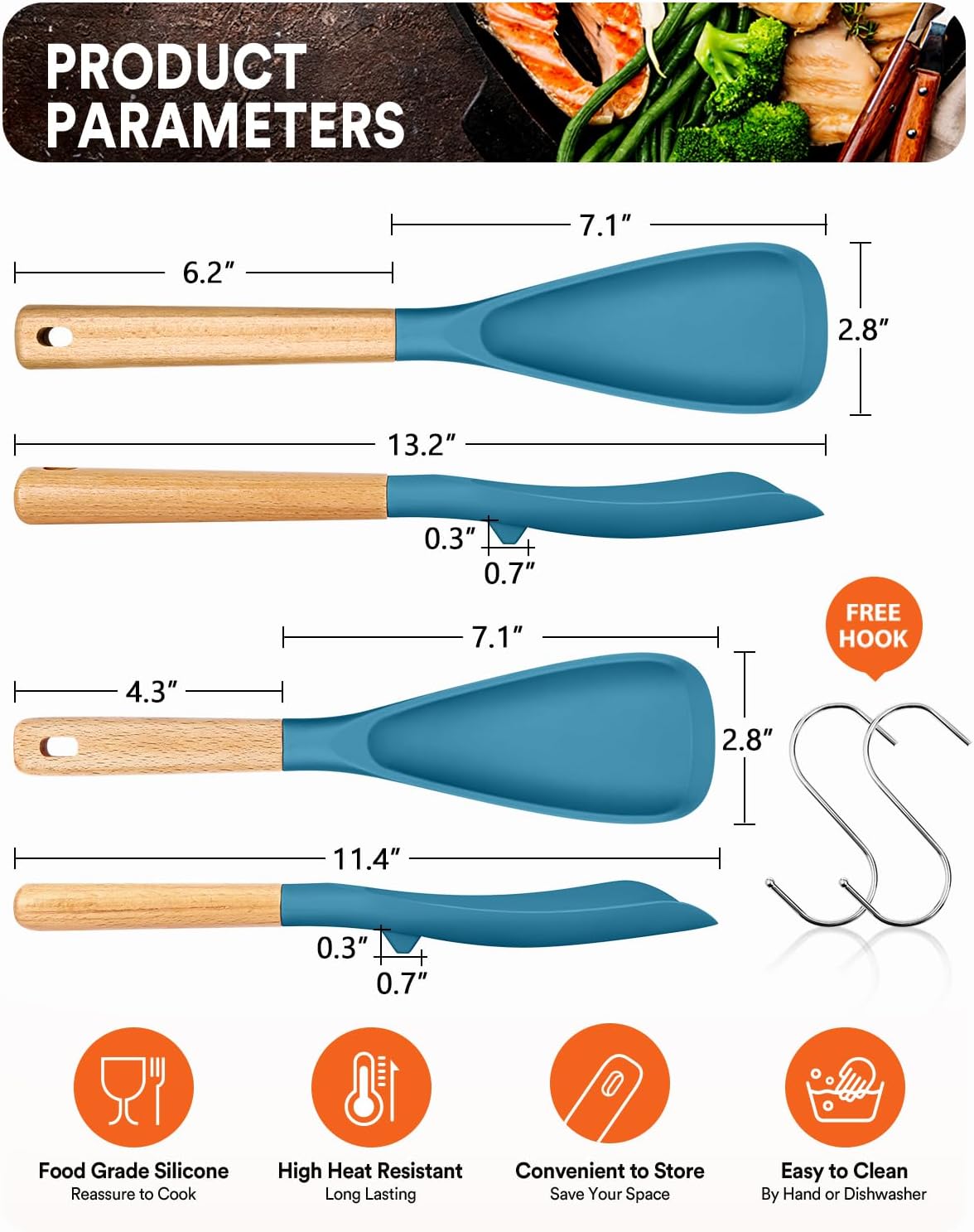 Multifunction Spatula Spoon for Nonstick Cookwares, Great for Cooking and Serving, Sturdy BPA-Free