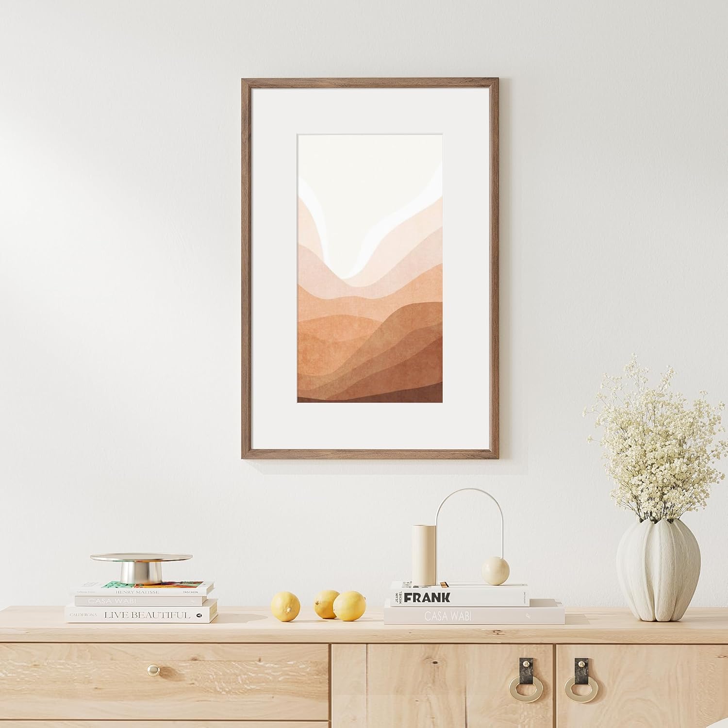 16x24 Poster Frame Natural Solid Walnut Photo Frames with 12x18 Removable Mat Wall Hanging Large