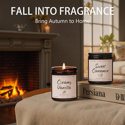 Auelife Fall Candle, Creamy Vanilla Scented Candle for Home - Fall Soy Wax Candles - Autumn