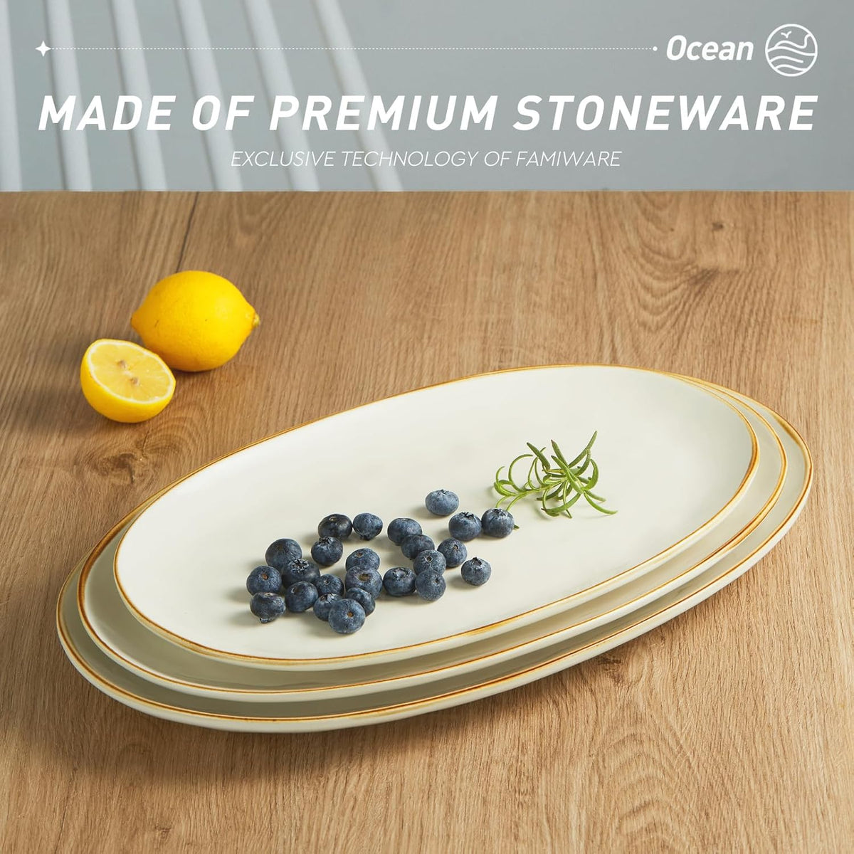 famiware Serving Platter, Oval 15.59/14.3/12.9inch Serving Dishes for Entertaining, Serving Bowls