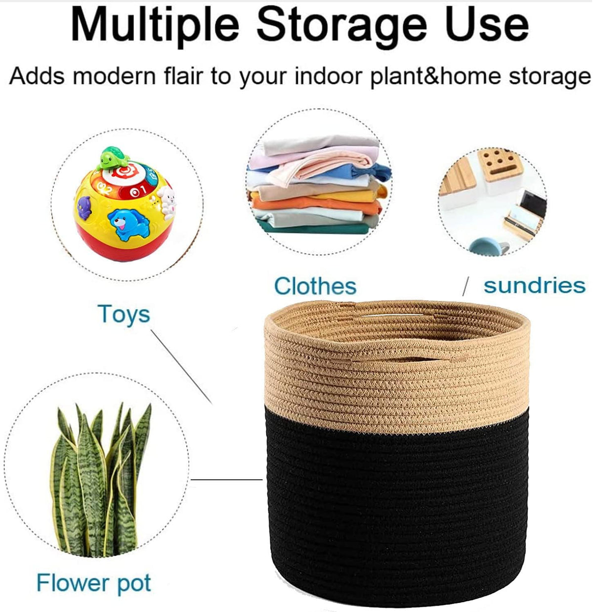 Woven Cotton Rope Plant Basket for 10" Flower Pot Floor Indoor Planters Flower Pot, Home Decor