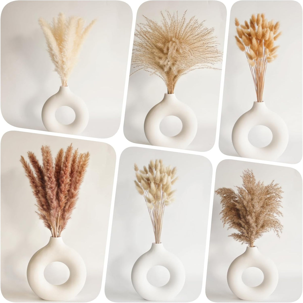 Dried Pampas Grass Decor, 120 PCS Pampas Grass with Bunny Tails Dried Flowers, Reed Grass Bouquet