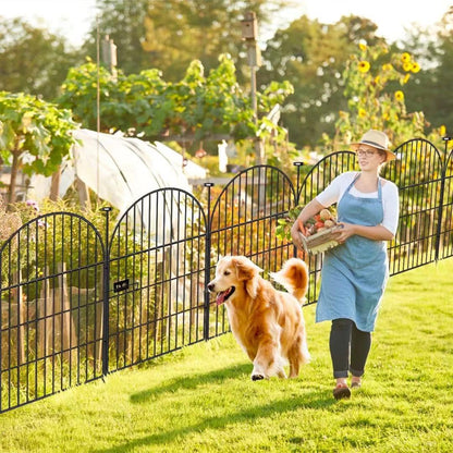 Tall Garden Fence with Gate, 40 in(H) x 45 Ft(L) Dog Fence Outdoor for Yard, 20 Panels Rustproof
