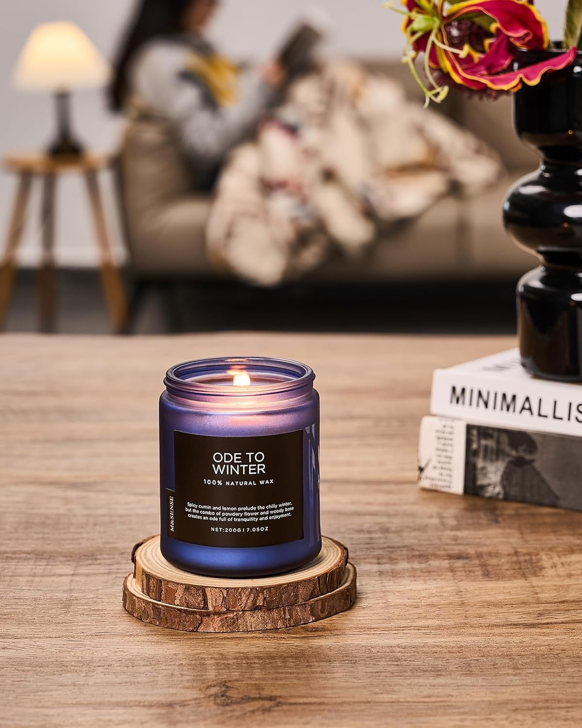 M&SENSE Ode to Winter - Lavender & Sandalwood Scented Candle for Relaxing Natural Soy Wax Non Toxic